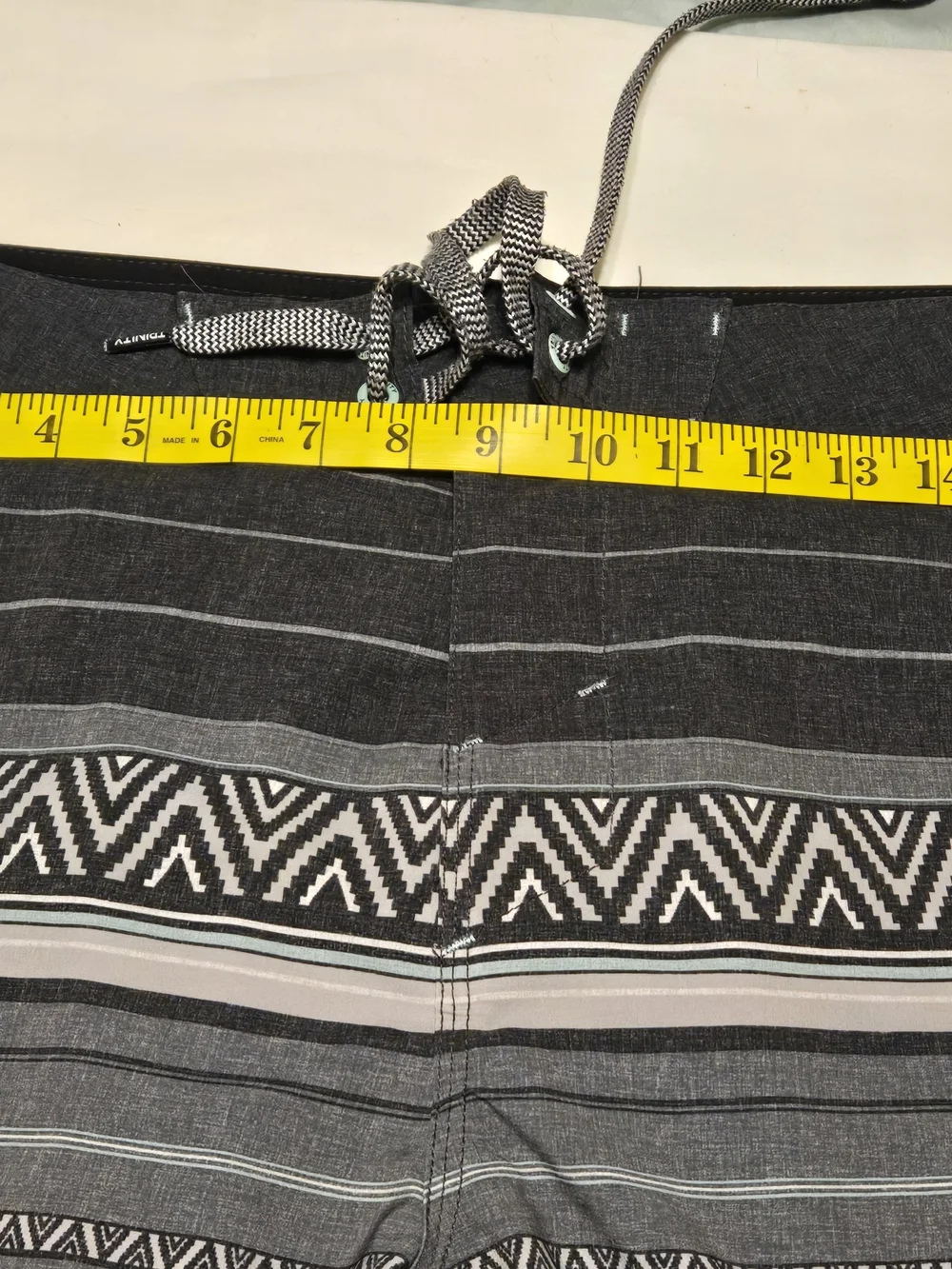 Trinity Black and Gray Striped Men's Board Shorts